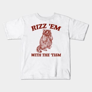 Rizz Em With The Tism Retro Sweatshirt, Vintage Funny Raccoon Tee, Autism Awareness, Raccoon Meme Kids T-Shirt